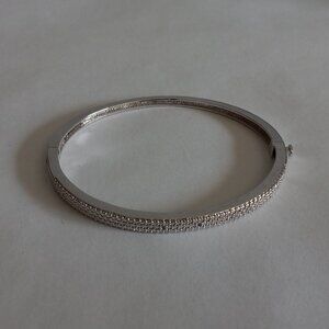 Silver Toned Diamond Accent Bangle
